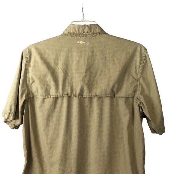 Men's Carhartt Force Dark Khaki Short Sleeve Button Down Work Shirt. Size Medium - Picture 4 of 16